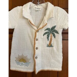 Rabbit + Bear Organic Cotton Resort Shirt Boys 3T Toddler Cream Button-Up